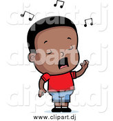 Cartoon Vector Clipart of a Black Toddler Boy Singing by Cory Thoman