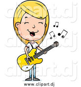 Cartoon Vector Clipart of a Blond Teenage Girl Playing a Guitar by Cory Thoman