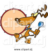 Cartoon Vector Clipart of a Cartoon Drummer Dog Marching by Toonaday
