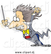 February 3rd, 2015: Cartoon Vector Clipart of a Cartoon Music Conductor Grimacing While Getting Blown over by Toonaday