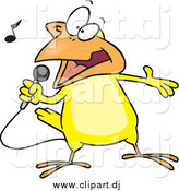 Cartoon Vector Clipart of a Cartoon Singing Yellow Canary by Toonaday