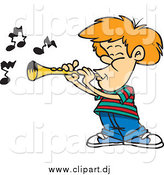 December 28th, 2014: Cartoon Vector Clipart of a Cartoon White Boy Playing a Clarinet by Toonaday