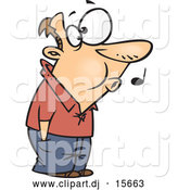 November 25th, 2013: Cartoon Vector Clipart of a Caucasian Man Whistling While He Waits by Toonaday