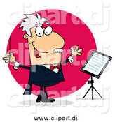 Cartoon Vector Clipart of a Caucasian White Cartoon Conducting Man by Hit Toon