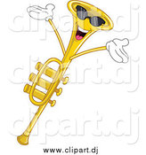 May 30th, 2014: Cartoon Vector Clipart of a Cheering Trumpet Instrument Character by Yayayoyo