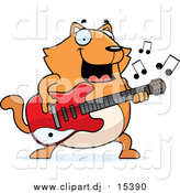 May 31st, 2017: Cartoon Vector Clipart of a Chubby Ginger Cat Guitarist by Cory Thoman