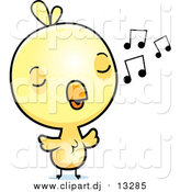 Cartoon Vector Clipart of a Cute Yellow Chick Whistling by Cory Thoman