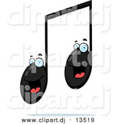 Cartoon Vector Clipart of a Double Music Note Character by Cory Thoman