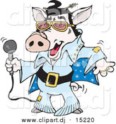 Cartoon Vector Clipart of a Elvis Pig Dancing and Shaking by Dennis Holmes Designs