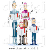 Cartoon Vector Clipart of a Family Singing Christmas Carols by BNP Design Studio