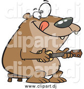 July 1st, 2015: Cartoon Vector Clipart of a Happy Bear Playing a Ukelele by Toonaday