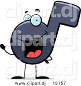 October 1st, 2016: Cartoon Vector Clipart of a Happy Music Note Cartoon Character Waving by Cory Thoman