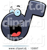 Cartoon Vector Clipart of a Happy Music Note Character and Shadow by Cory Thoman