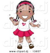 Cartoon Vector Clipart of a Happy Young Black Girl Dancing by BNP Design Studio