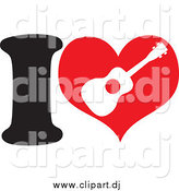 April 20th, 2015: Cartoon Vector Clipart of a I Heart Ukulele Design by Maria Bell