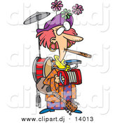 Cartoon Vector Clipart of a One Woman Band Musician by Toonaday
