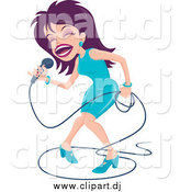 August 2nd, 2015: Cartoon Vector Clipart of a Purple Haired Female Singer Dancing on Stage by John Schwegel