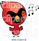 Cartoon Vector Clipart of a Red Baby Chick Whistling by Cory Thoman