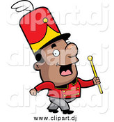 Cartoon Vector Clipart of a Short Black Conductor in a Marching Band by Cory Thoman