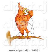 Cartoon Vector Clipart of a Singing Cartoon Canary Bird on a Branch by Any Vector