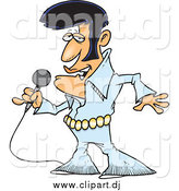 Cartoon Vector Clipart of a Singing Elvis Impersonator by Toonaday