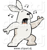 Cartoon Vector Clipart of a Singing White Rabbit by Cory Thoman
