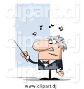 Cartoon Vector Clipart of a White Male Conductor Waving a Baton by Hit Toon