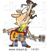 Cartoon Vector Clipart of a Winking Male Guitarist by Toonaday