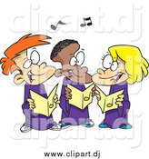 May 27th, 2015: Cartoon Vector Clipart of Cartoon Singing Children in a Choir by Toonaday