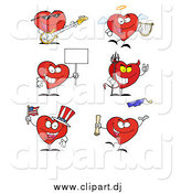 June 25th, 2015: Cartoon Vector Clipart of Heart Characters by Hit Toon
