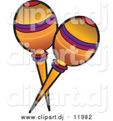 Cartoon Vector Clipart of Orange Mexican Maracas by Pams Clipart