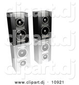 Clipart of a 3d Black and Silver Stereo Speakers by KJ Pargeter