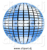 Clipart of a 3d Blue Mirror Disco Ball on White by ShazamImages