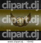November 19th, 2015: Clipart of a 3d Gold Winged Disco Ball Wearing Headphones on Brushed Gold on Perforated Metal by Elaineitalia