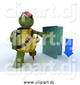 November 26th, 2014: Clipart of a 3d Illegal Download Tortoise Pirate with a Blue Folder by KJ Pargeter