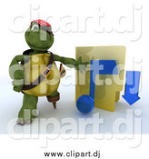 September 29th, 2014: Clipart of a 3d Illegal Music Download Pirate Tortoise with a Folder by KJ Pargeter
