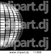November 18th, 2015: Clipart of a 3d Platinum Mirror Disco Ball on Black by ShazamImages
