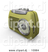March 21st, 2016: Clipart of a 3d Retro Radio with a Station Dial, on a White Surface by KJ Pargeter