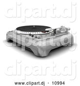 Clipart of a 3d Silver Turntable with Spinner, Needle and Knobs by KJ Pargeter