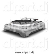 Clipart of a 3d Vintage Record Player with the Spinning Table, Needle and Knobs, over White by KJ Pargeter