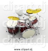 Clipart of a 3d White Person Drummer by KJ Pargeter