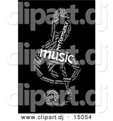 Clipart of a Black and White Music Note Word Collage by