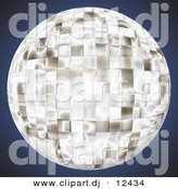 Clipart of a Bright Chrome Disco Ball over Dark Blue Background by Arena Creative