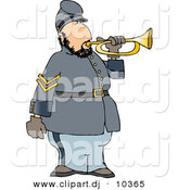 Clipart of a Cartoon American Civil War Soldier Playing Bugle Horn by Djart