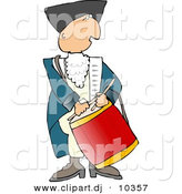 Clipart of a Cartoon American Revolutionary War Drummer Man by Djart