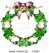 Clipart of a Cartoon Angels Decorated on Christmas Wreath by Djart