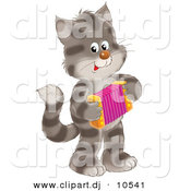 Clipart of a Cartoon Cat Playing an Accordion by Alex Bannykh