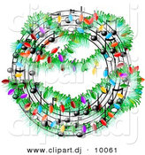 Clipart of a Cartoon Christmas Music Symbols with Lights by Djart
