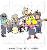 Clipart of a Cartoon Country Western Band Playing Music by Djart