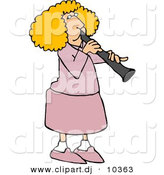 Clipart of a Cartoon Female Clarinet Player Playing by Djart